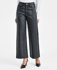 Bar Iii Women's Snakeskin-Print High Rise Wide Leg Jeans, Macy's Exclusive