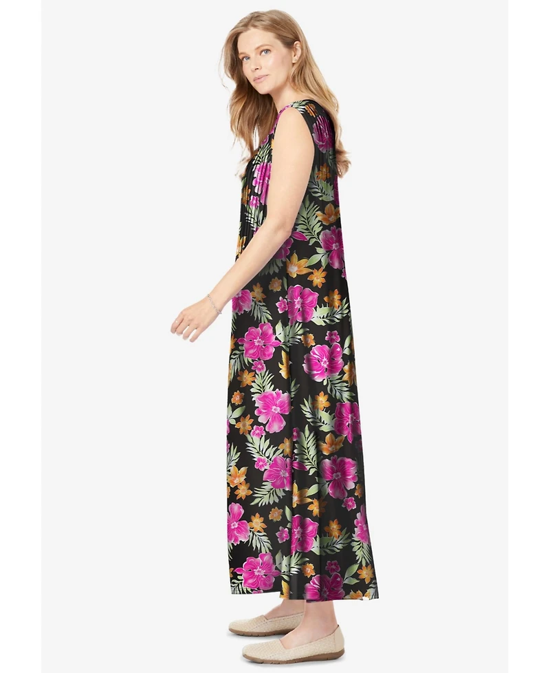 Woman Within Plus Pintucked Sleeveless Dress