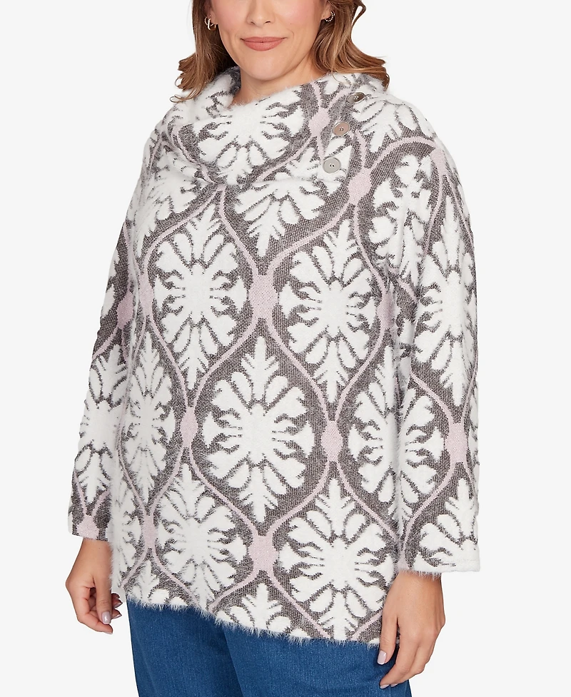 Ruby Rd. Plus Medallion Jacquard Sweater Knit Top