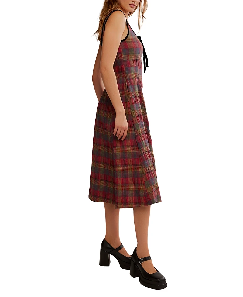 Free People Women's Freya Plaid Scoop Neck Midi Dress