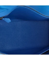Pre-Owned Hermes Kelly 28 Handbag Blue Evercolor with Gold Hardware