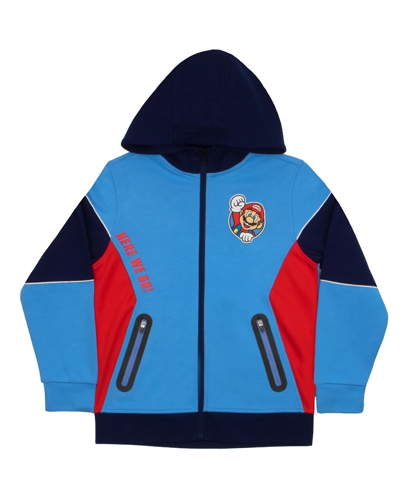 Mario Boys Nintendo Super 2 Piece Fleece Hoodie and Jogger Pants Set