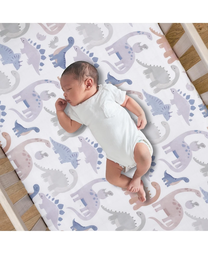 Lambs & Ivy Dino-Might 100% Cotton Dinosaur Baby/Toddler Fitted Crib Sheet