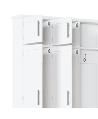 Streamdale Farmhouse Hall Tree Bench, Hidden Hooks, Shoe Cabinet - White