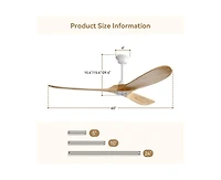 Sofucor 60-inch Modern White 3-Blade Ceiling Fans with Intelligent Remote Control and Timing Function