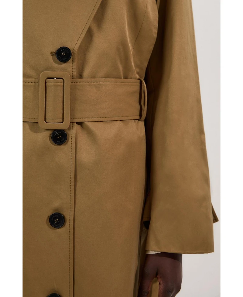 Karen Millen Women's Strong Shoulder Belted Maxi Trench Coat