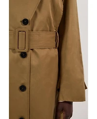 Karen Millen Women's Strong Shoulder Belted Maxi Trench Coat