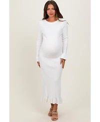 Pinkblush Black Ribbed Knit Bow Back Maternity Maxi Dress