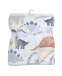 Lambs & Ivy Dino-Might Ultra-Soft Fleece Watercolor Dinosaur Baby Blanket