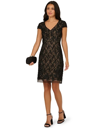 Adrianna Papell Women's Beaded V-Neck Dress