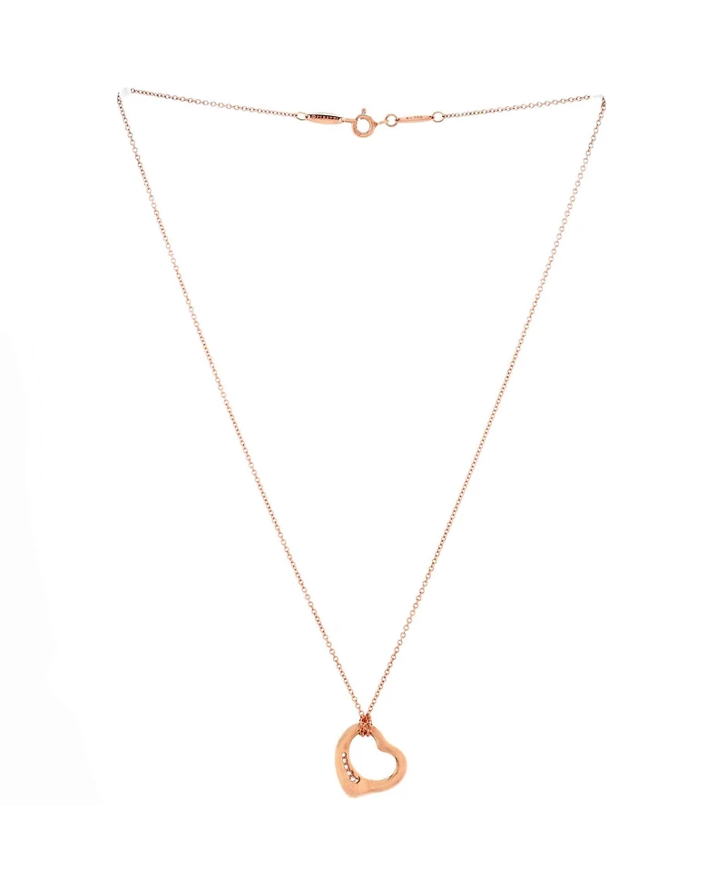Pre-Owned Tiffany & Co Elsa Peretti Open Heart 5 Diamonds Pendant Necklace