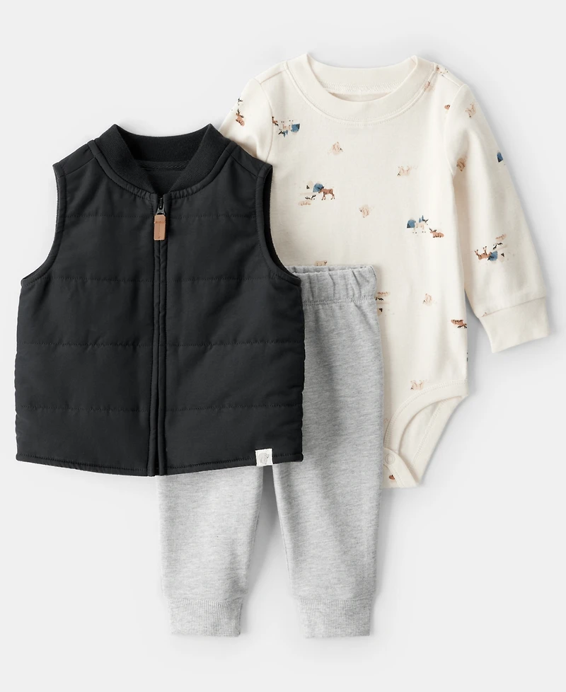 Carter's Baby Boys 3-Piece Sleeveless Vest, Bodysuit and Pants Set