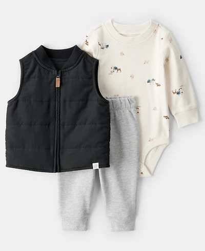Carter's Baby Boys 3-Piece Sleeveless Vest, Bodysuit and Pants Set