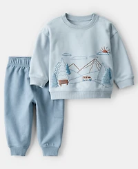 Carter's Baby Boys 2-Piece Day Dream Mountain Print Sweatshirt and Pants Set