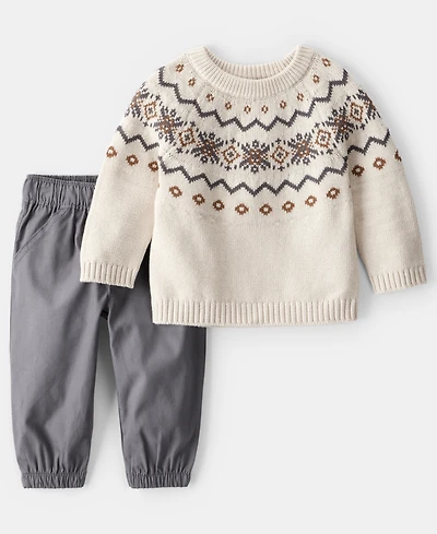 Carter's Baby Boys 2-Piece Fair Isle Long-Sleeve Sweater and Pants Set