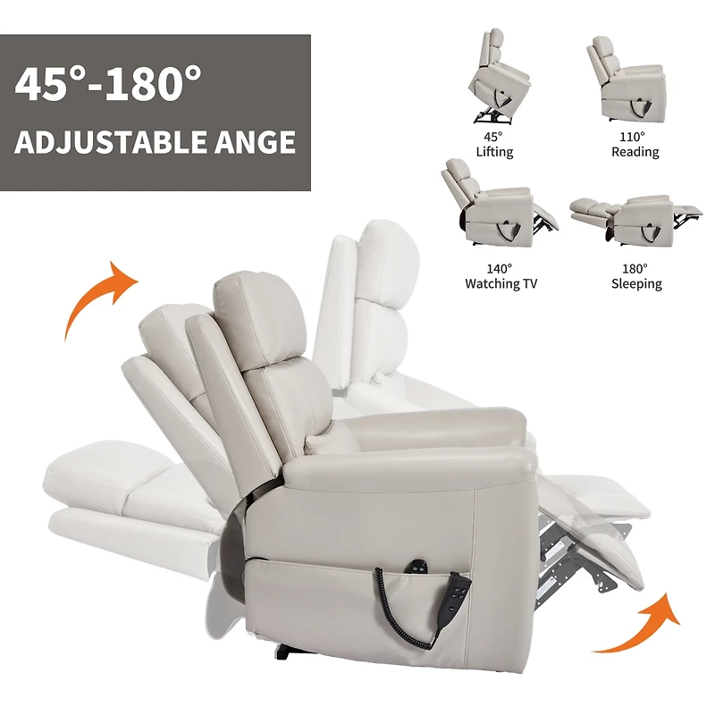 Boyel Living Faux Leather Dual Motor Infinite Position Up to 350 Lbs Power Lift Recliner Chair with 8-Point Vibration Massage and Lumbar