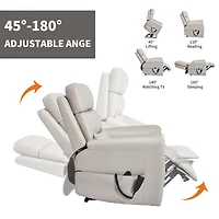 Boyel Living Faux Leather Dual Motor Infinite Position Up to 350 Lbs Power Lift Recliner Chair with 8-Point Vibration Massage and Lumbar