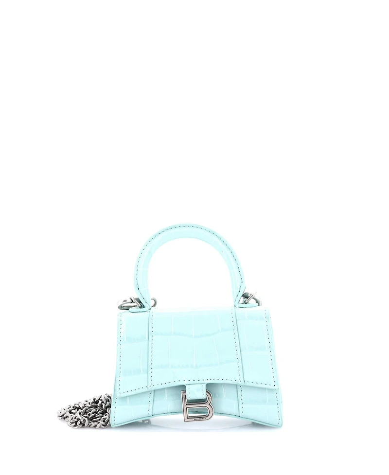 Pre-Owned Balenciaga Mini Hourglass Top Handle Bag Embossed Leather