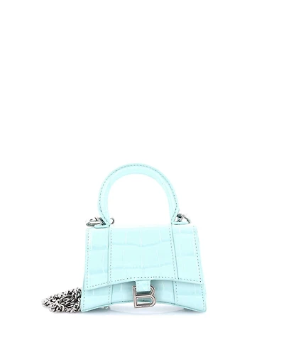 Pre-Owned Balenciaga Mini Hourglass Top Handle Bag Embossed Leather