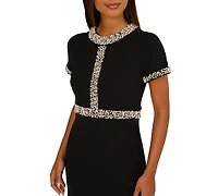 Adrianna Papell Women's Crewneck Embellished Ankle Dress