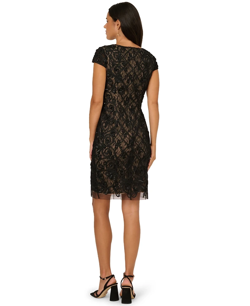 Adrianna Papell Women's Beaded V-Neck Dress