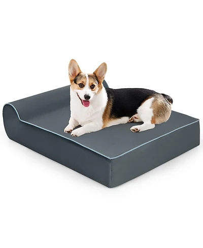 Gymax Memory Foam Orthopedic Dog Bed for Large Dogs w/ Headrest & Washable Cover