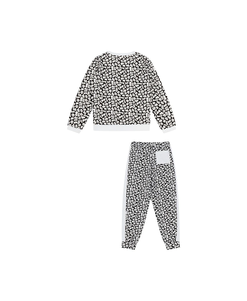 Mixed Up Clothing Kids Crewneck Sweatshirt and Jogger Pants Set - Black/White-Hello