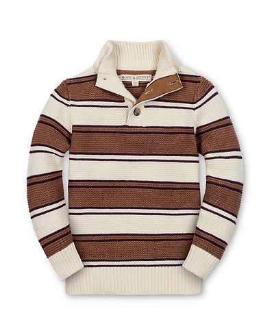 Hope & Henry Little and Big Boys' Organic Mock Neck Stripe Sweater
