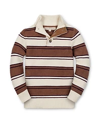 Hope & Henry Little and Big Boys' Organic Mock Neck Stripe Sweater