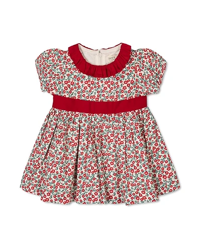 Hope & Henry Baby Girls Organic Puff Sleeve Ruffle Collar Sateen Dress