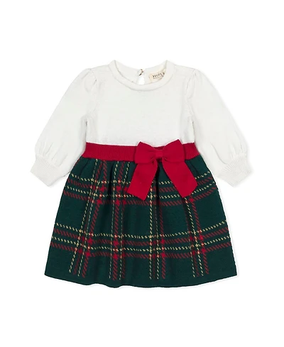 Hope & Henry Baby Girls Organic Long Sleeve Skater Sweater Dress with Bow