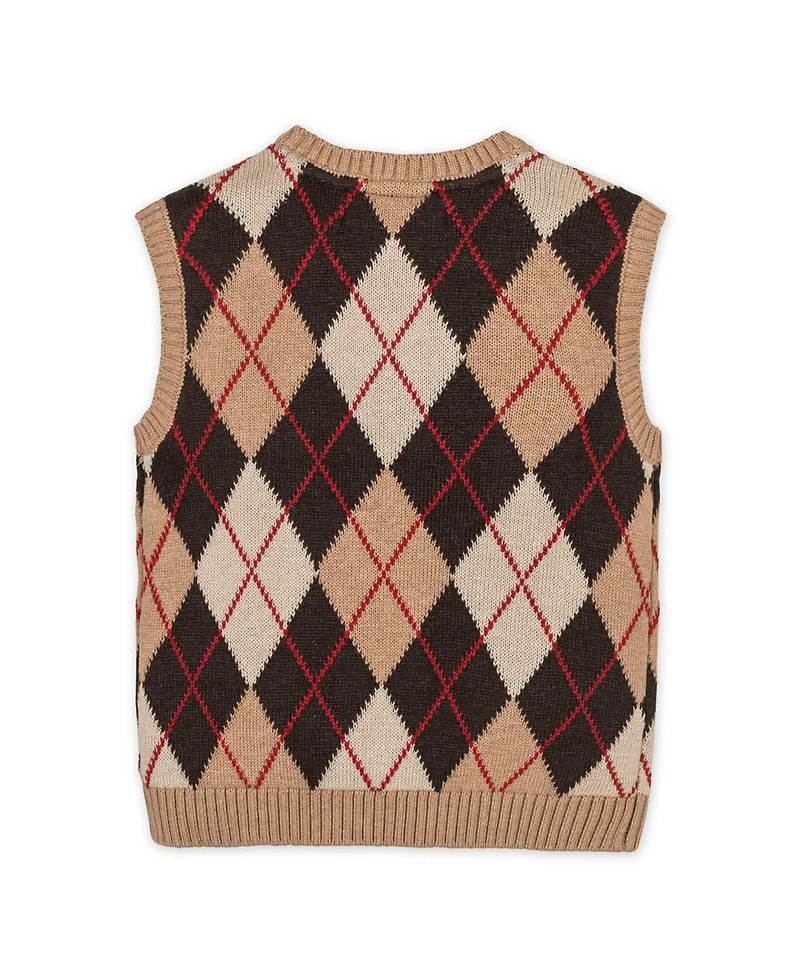 Hope & Henry Little and Big Boys' Organic V-Neck Argyle Sweater Vest