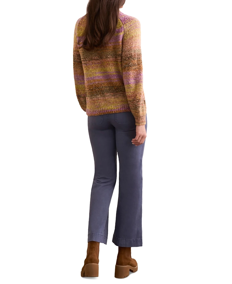Tribal Women's Boucle Yarn Mock Neck Puff Sleeve Sweater