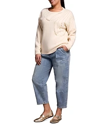 Tribal Women's Audrey Distressed Barrel Stretch Jeans
