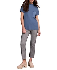 Tribal Women's Cotton Mock Neck Cap Short Sleeve Top