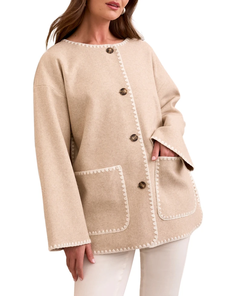 Tribal Women's Boat Neck Coat Jacket