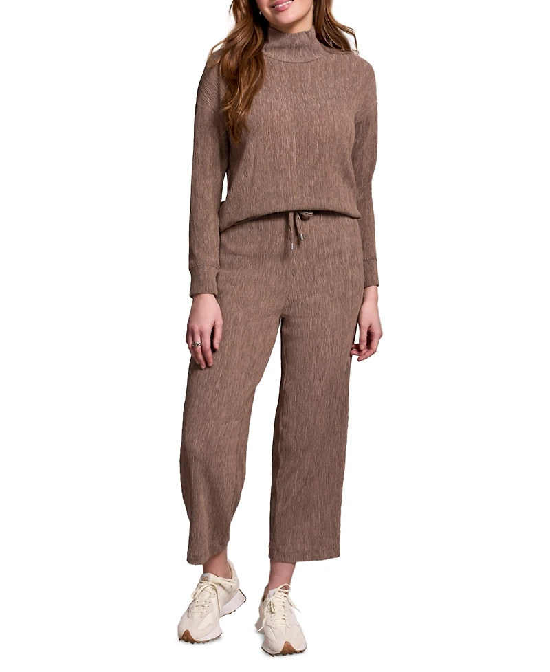 Tribal Women's Two Tone Crinkle Knit Pull On Barrel Pants