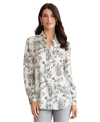 Jones New York Women's Long-Sleeve Collared Neck Top