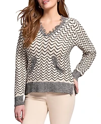 Tribal Women's Fringe Long Sleeve Hooded Sweater