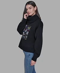 Karl Lagerfeld Paris Women's Turtleneck Printed Sweater