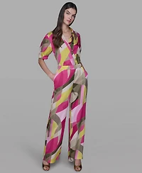 Karl Lagerfeld Paris Women's Printed Pull-On Pants