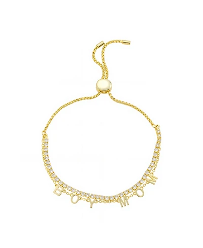 Unwritten "Boy Mom" Cubic Zirconia Chain Double Strand Bolo Bracelet
