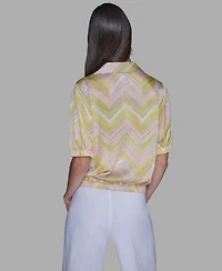 Karl Lagerfeld Paris Women's Printed V-Neck Top