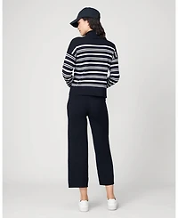 Cable & Gauge Women's Funnel Neck Stripe Sweater Wide Leg Pant Set