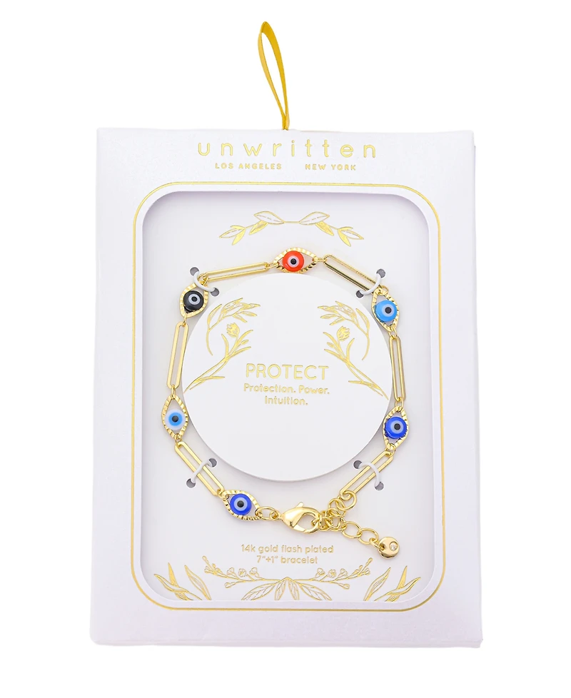 Unwritten Multi Color Evil Eye Paperclip Bracelet
