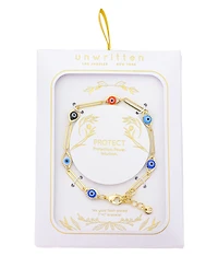 Unwritten Multi Color Evil Eye Paperclip Bracelet