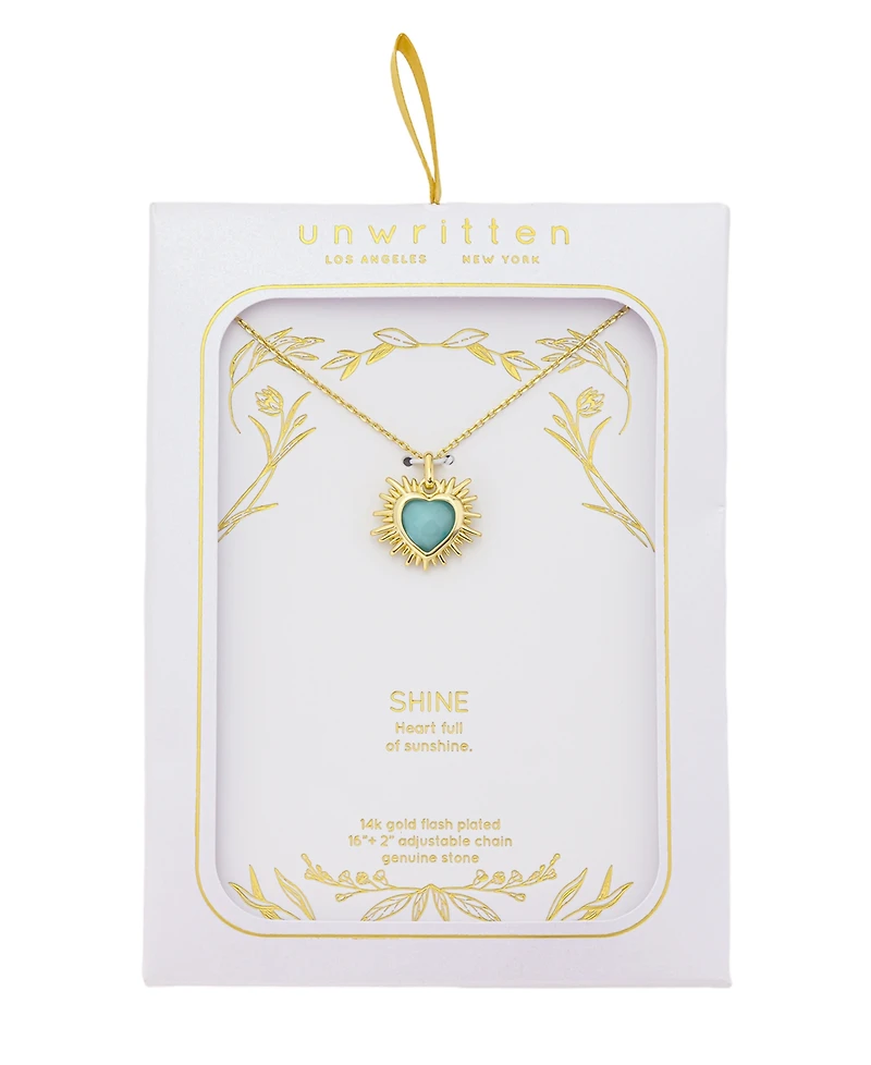 Unwritten Cubic Zirconia And Amazonite Stone Heart Pendant Necklace
