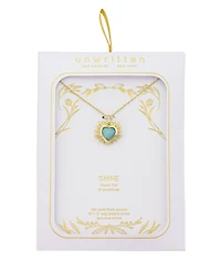 Unwritten Cubic Zirconia And Amazonite Stone Heart Pendant Necklace