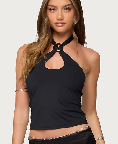 Edikted Women's Halsie Ring Cut Out Halter Top