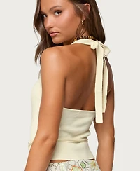 Edikted Women's Kez Belted Knit Halter Top